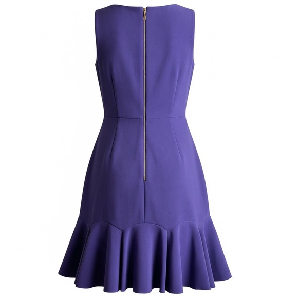 Kate Spade New York Blue Lined Sleeveless Fit Flare Ruffle Dress Size 8 - Picture 2 of 4